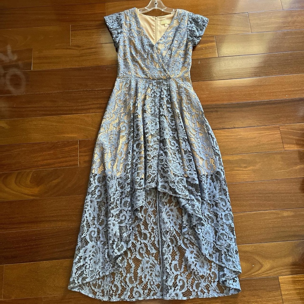 Moulinette Soeurs High Low Lace Dress in Soft Blue Anthropologie